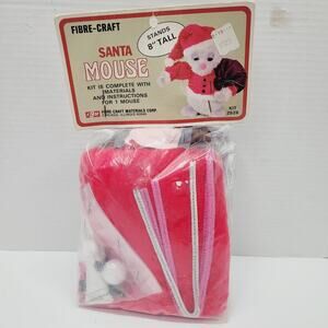 Fibre Craft Santa Mouse Vintage Craft Kit 2528 8" Holiday DIY Christmas Rare HTF